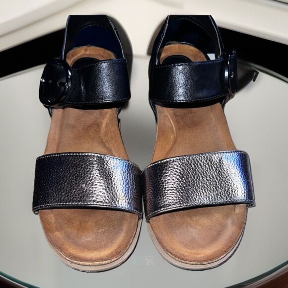 Eurosoft Sandals Women's 9 Lasara Flat Ankle Strap Black Bronze - Picture 4 of 10